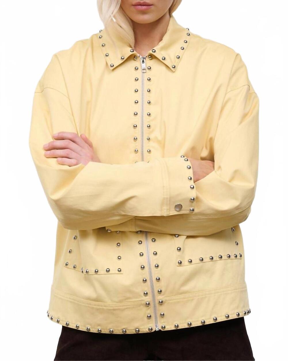 NEW STAUD clarke jacket in butter studs